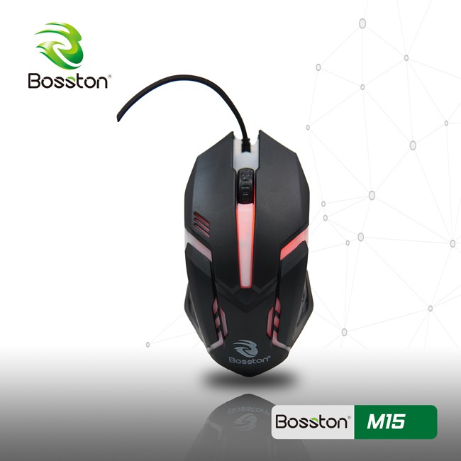 Mouse có dây BOSSTON M15 Black LED USB Chính hãng