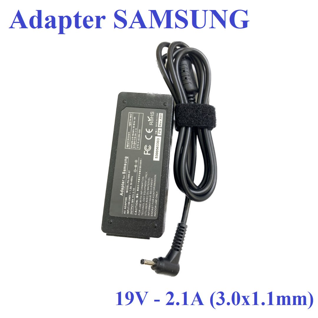 Adapter Apower for SAMSUNG 19V-2.1A 40W Đầu nhỏ (3.0x1.1 mm, Kèm dây nguồn, Box)