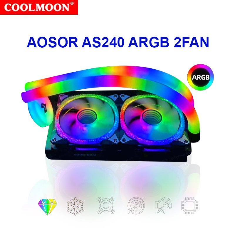 Bộ tản nhiệt nước COOLMOON AOSOR AS240 Black ARGB 2FAN 120mm