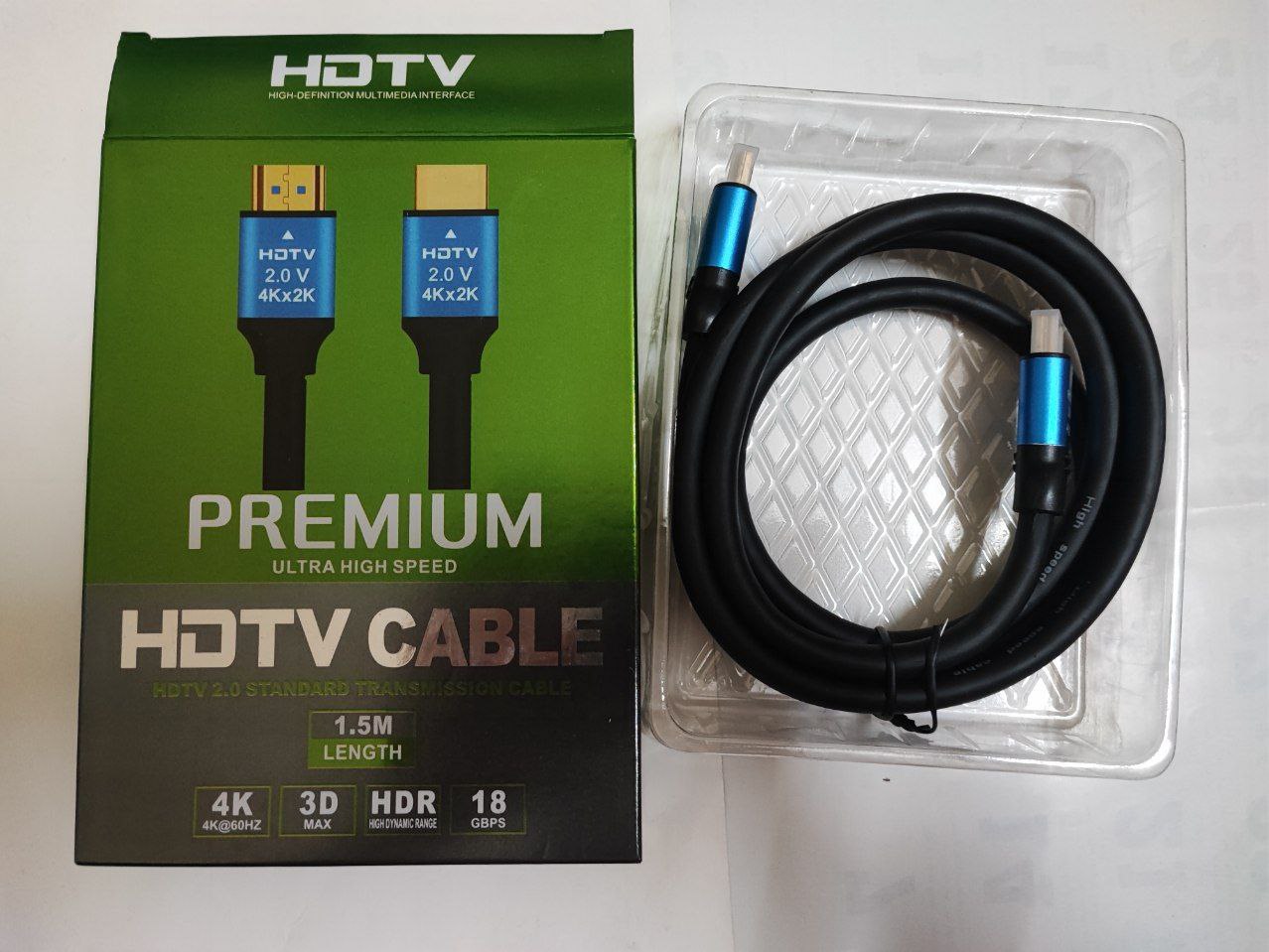 Cable HDMI 1.5m HIGHSPEED HDTV 4K (Dây tròn trơn, Box)