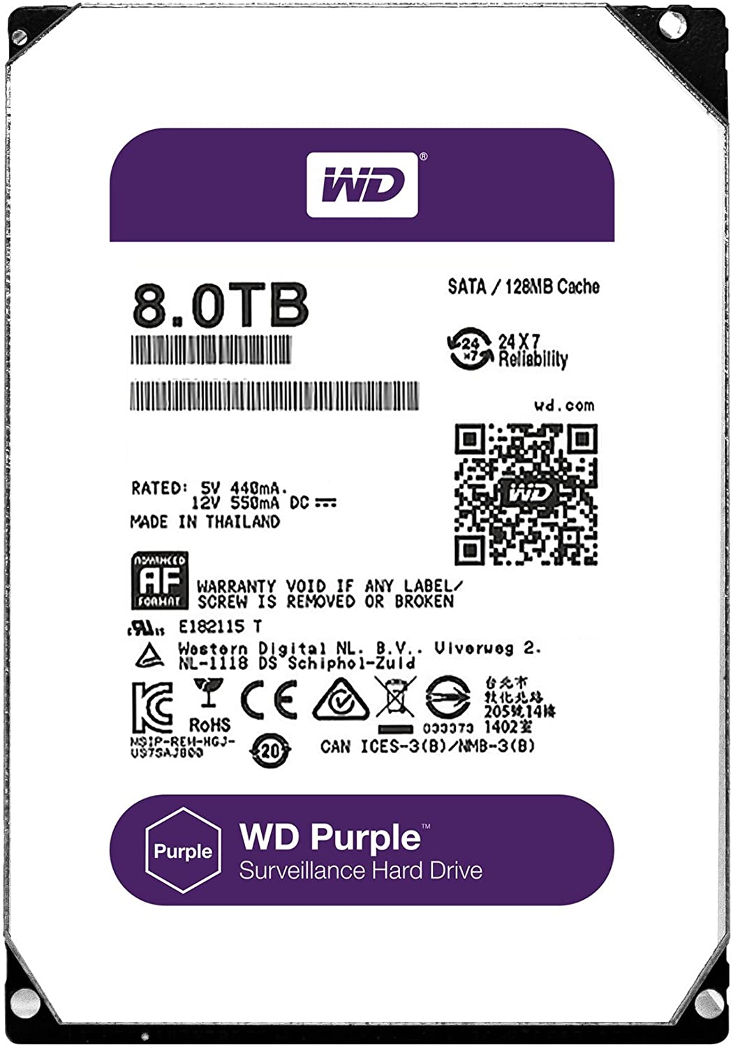 HDD PC WD 8T PURPLE Dày Công ty (Chuyên Camera)
