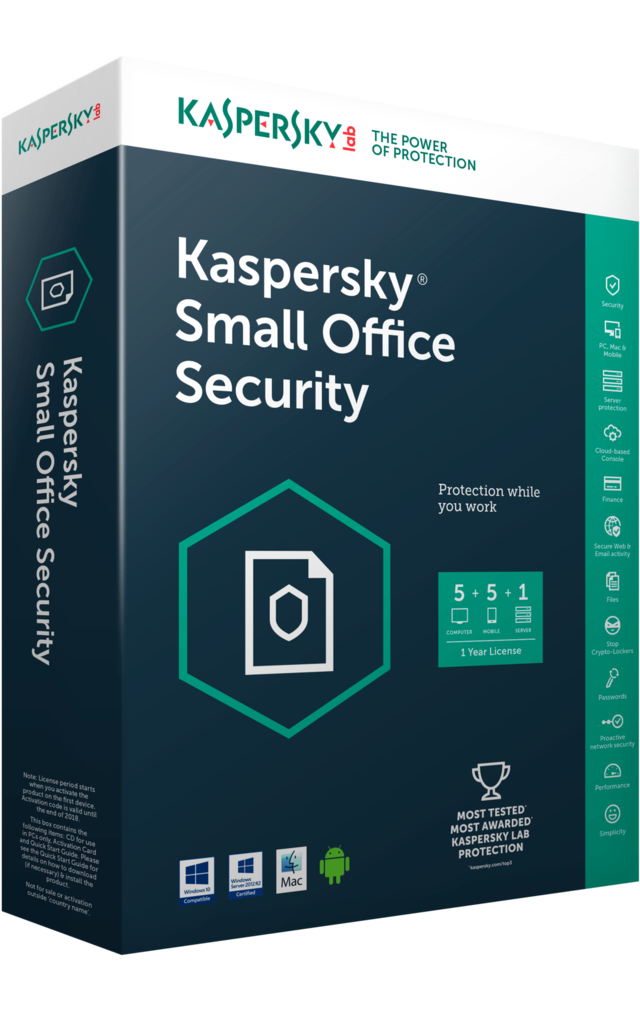 Bản quyền Kaspersky Small Office Security (1server+5PC)/12T Box NTS