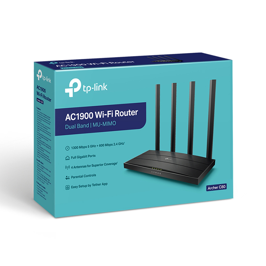 Phát Wifi TP-Link Archer C80 Chính hãng (4 anten, 1900Mbps, 2 băng tần, 4LAN 1Gbps)