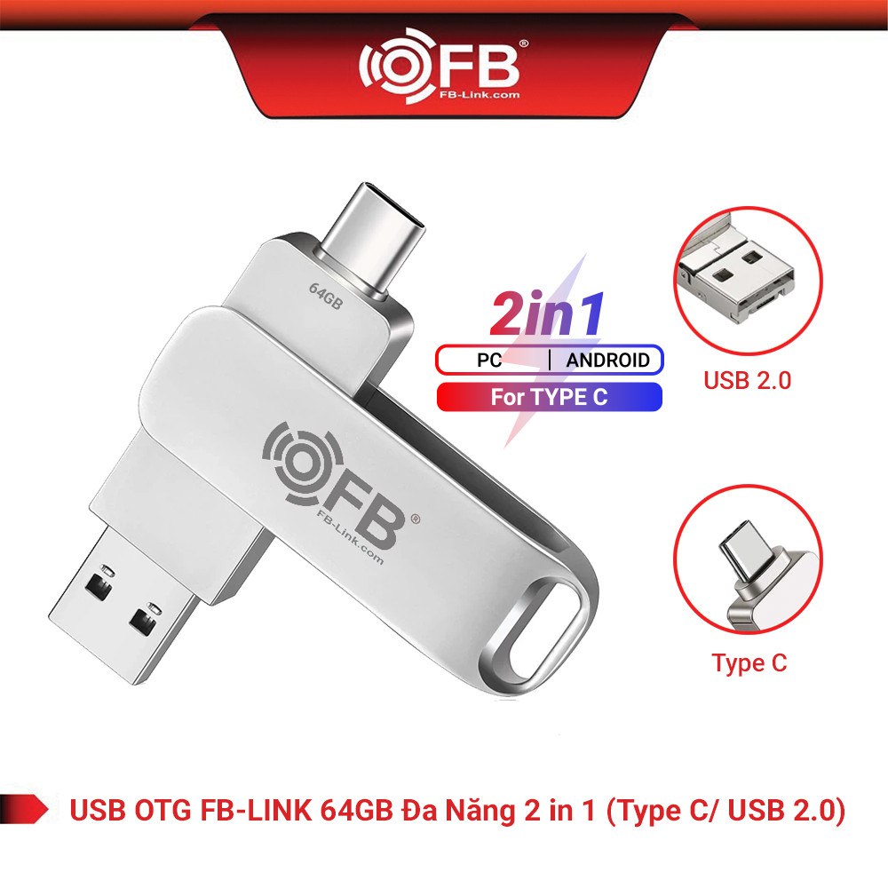 USB 2.0 64G FB-LINK OTG 2in1 Đa Năng (Type-C/USB 2.0)