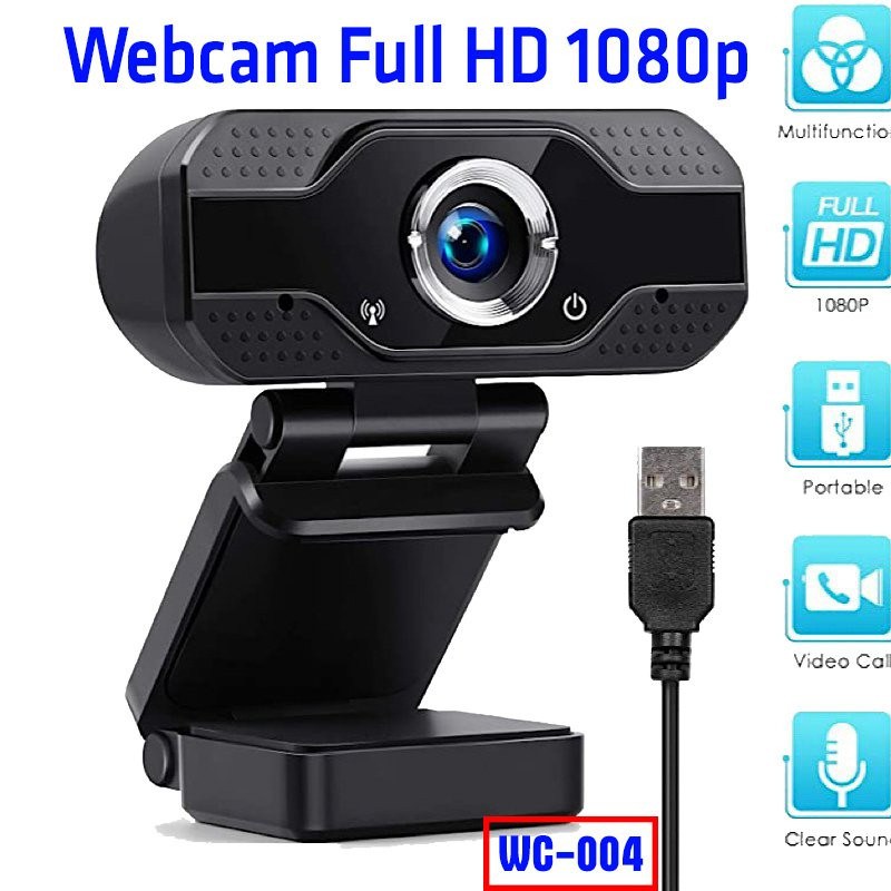 Webcam WC-004 (FHD 1080p 25fps, Tiêu cự cố định, Mic, USB 2.0)