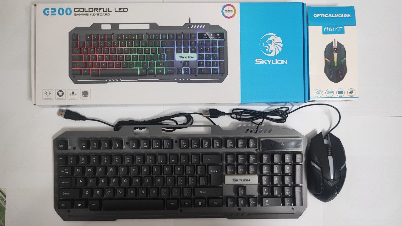 Combo Keyboard + Mouse G200 Black LED USB Giả cơ