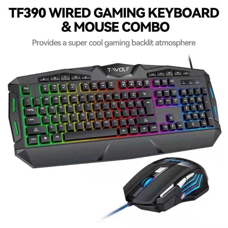 Combo Keyboard + Mouse T-WOLF TF390 Led 7 màu USB