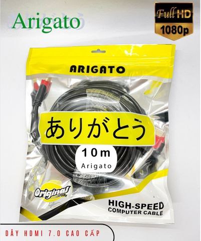 Cable HDMI 10m ARIGATOO 7.0 FullHD (Dây tròn trơn, cao cấp)(THAY THẾ CHO Cable HDMI 10m ARIGATOO  TẠM HẾT)
