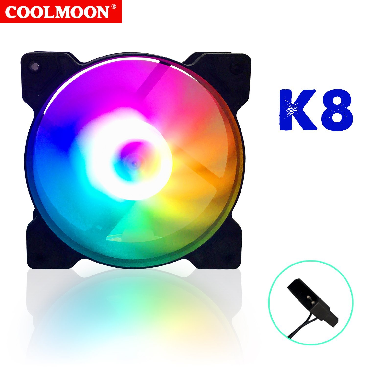 Fan case 12cm COOLMOON K8 LED Black (THAY THẾ CHO COOLMOON S3, X1, K9, Y1)