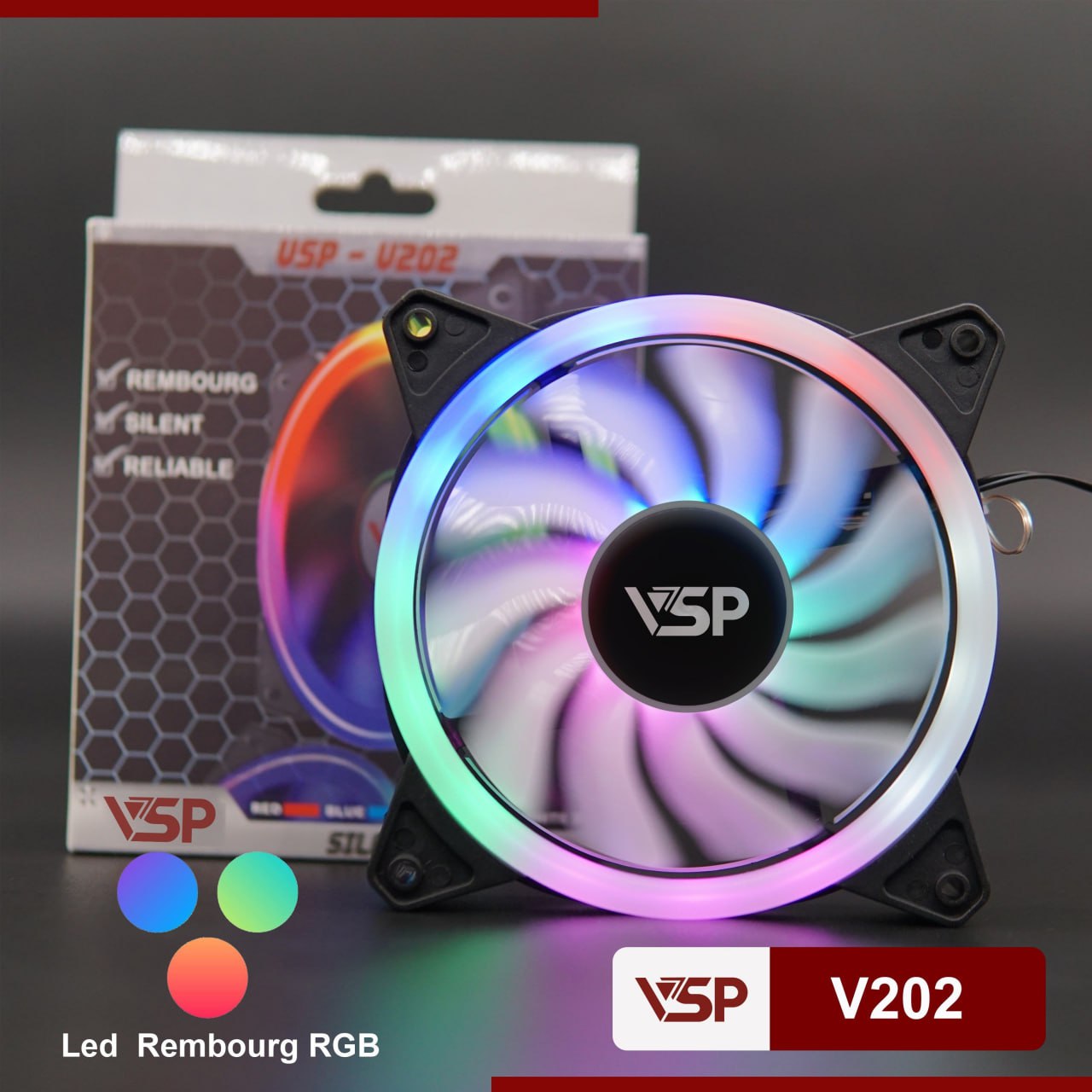 Fan Case 12cm VSP V202 LED  (THAY THẾ CHO V203 TẠM HẾT)