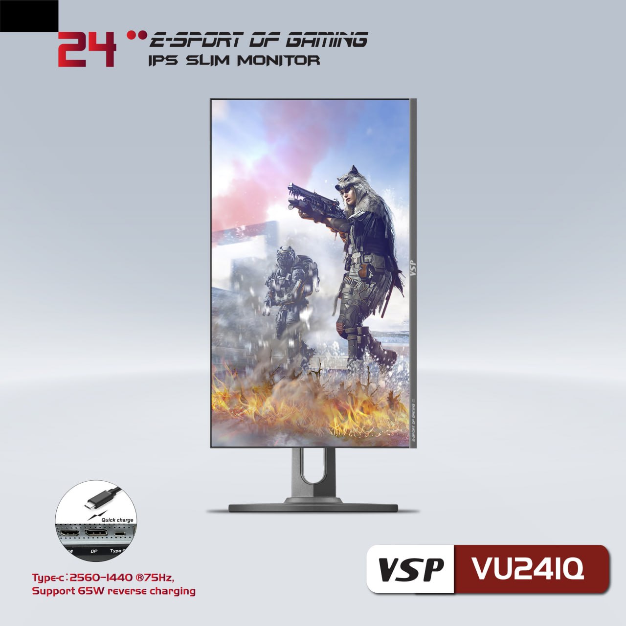LCD 23.8'' VSP VSP VU241Q 2K Chính hãng (IPS - HDMI, DP, TYPE-C, 2560x1440, Có Loa, 75Hz, Kèm HDMI)(Liên hệ nhân viên kinh doanh để được giá tốt hơn)
