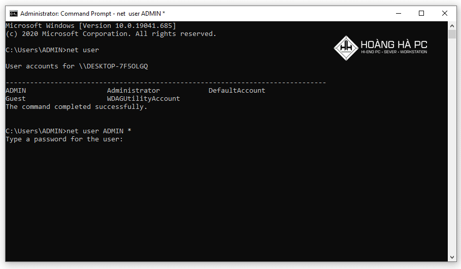 Đổi Password Máy Tính Bằng Command Prompt