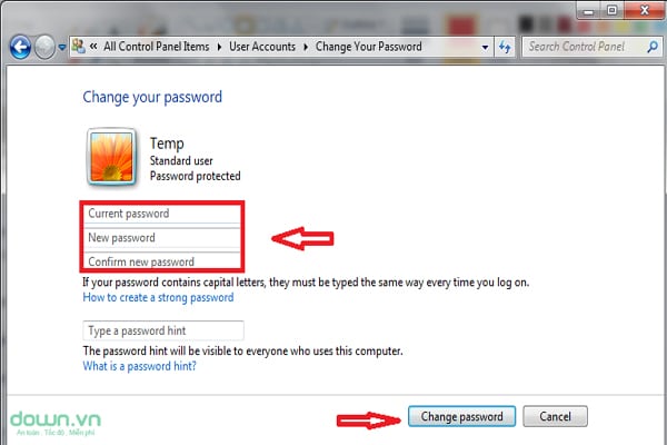 Đổi Mật Khẩu Máy Tính Windows 7 Bằng Control Panel