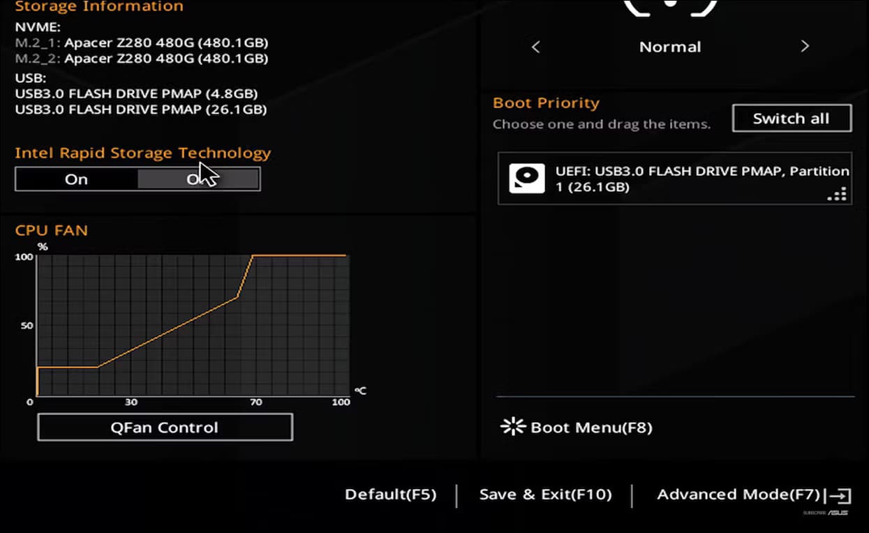 Màn hình chính ASUS BIOS Utility