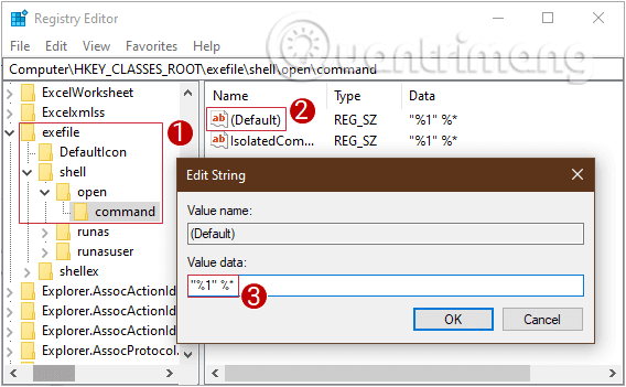 Thay đổi giá trị trong khung Value Data của Default thành "%1" %*