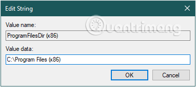 Thay đổi giá trị trong khung Value Data của ProgramFilesDir (x86) thành C:Program Files (x86)