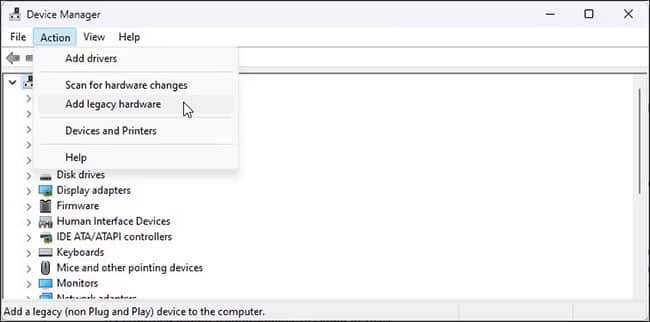 Chọn Add legacy hardware
