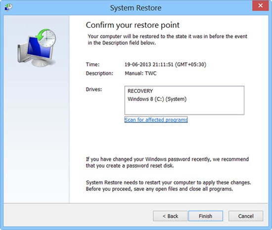 Dùng System restore