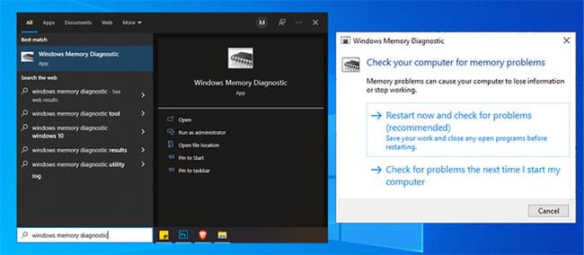 Chạy công cụ Windows Memory Diagnostic trong Windows 10