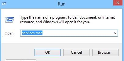 Gõ services.msc vào hộp thoại Run