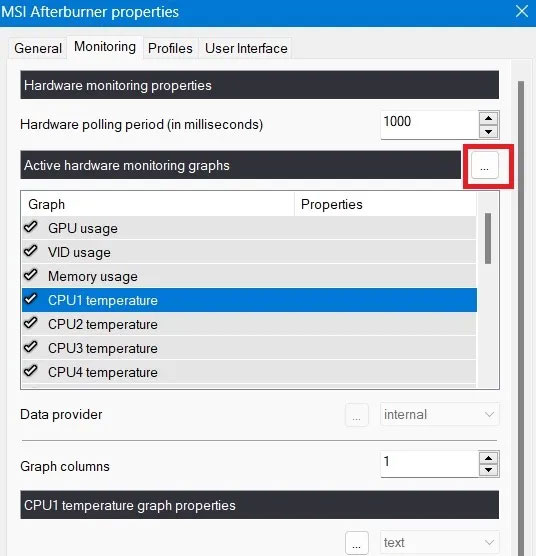 Tab Monitoring ba chấm