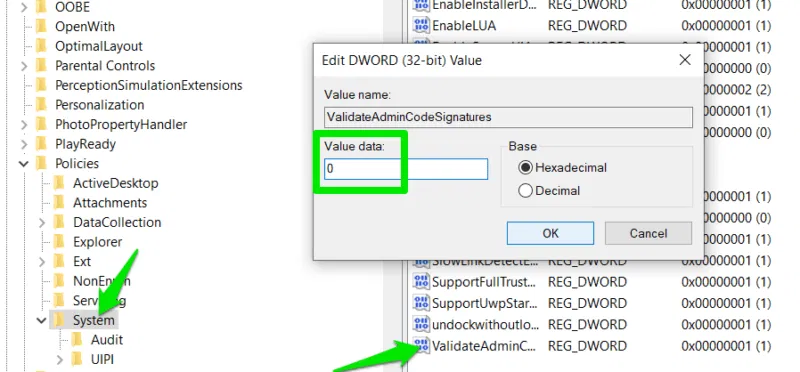 Vô hiệu hóa Signature Check Registry