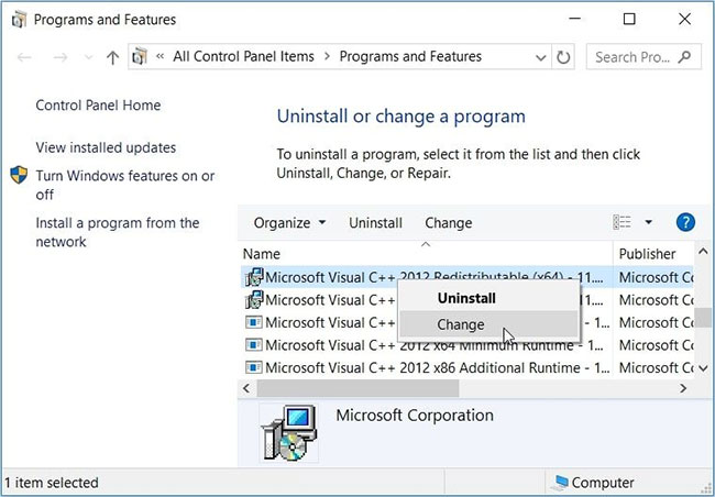 Sửa chữa các chương trình Microsoft Visual C++ bị hỏng