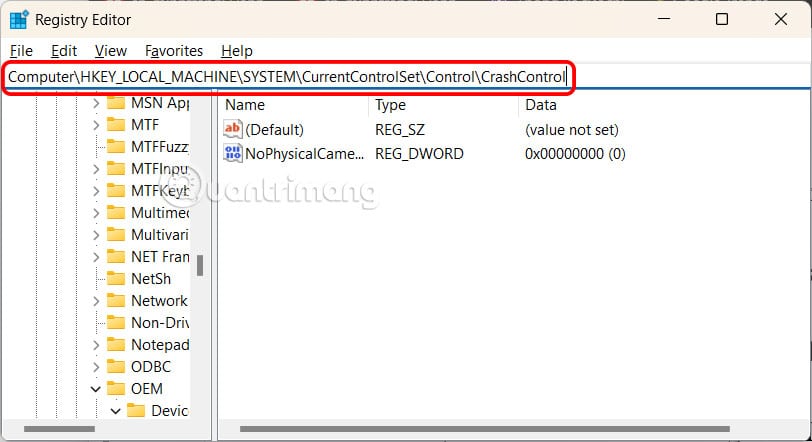 Điều hướng Registry Editor Windows 11