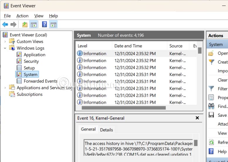 Xem nhật ký hệ thống Windows