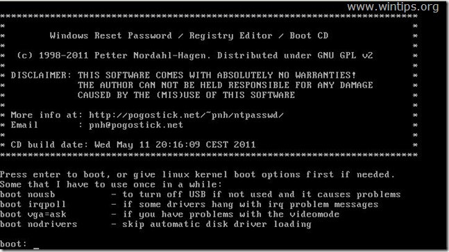 Khởi dộng máy tính của bạn từ Boot CD, chọn enter để tiếp tục