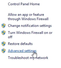 tìm và click chọn Advanced settings ở khung bên trái