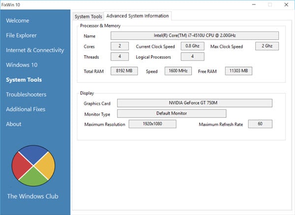 Advanced information settings
