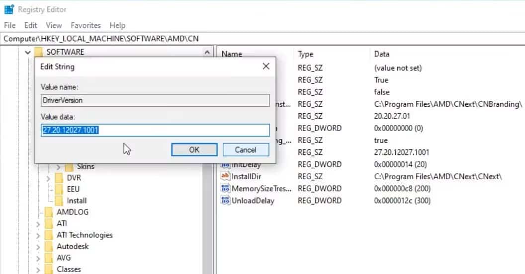 amd-radeon-khong-hoat-dong-10 Hộp Value data cho chuỗi DriverVersion