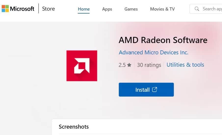 amd-radeon-khong-hoat-dong-11 Trang AMD Radeon Software trên Microsoft Store