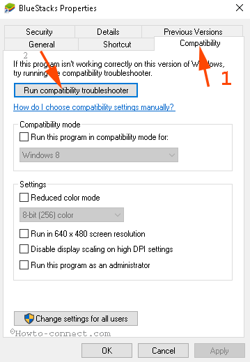 chuyển qua tab Compatibility, sau đó click chọn Run compatibility troubleshooter