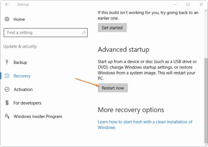 click chọn Restart