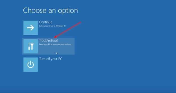 click chọn Troubleshoot