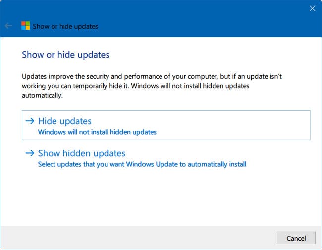 Hide updates