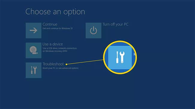 Mở Advanced Startup Options hoặc System Recovery Options