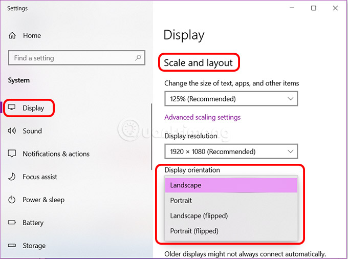 cach-chinh-man-hinh-bi-nguoc-tren-windows10 Giao diện cài đặt màn hình trên Windows 10 mới