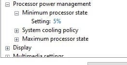 cach-don-gian-xu-ly-may-tinh-bi-tat-dot-ngot-2 Chọn “Processor power management” từ menu drop-down