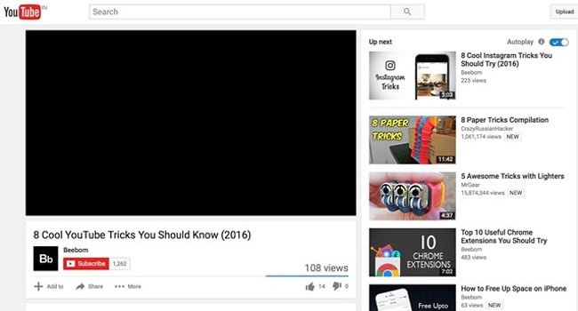 Lỗi video YouTube màn hình đen