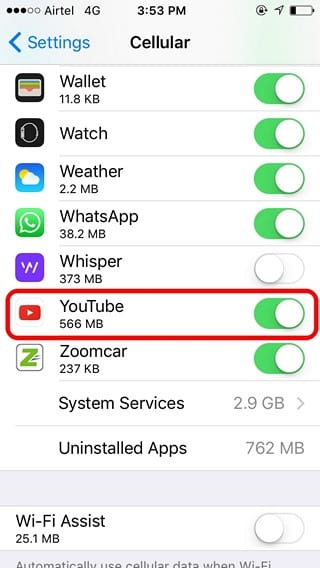 Kích hoạt sử dụng dữ liệu di động trên YouTube