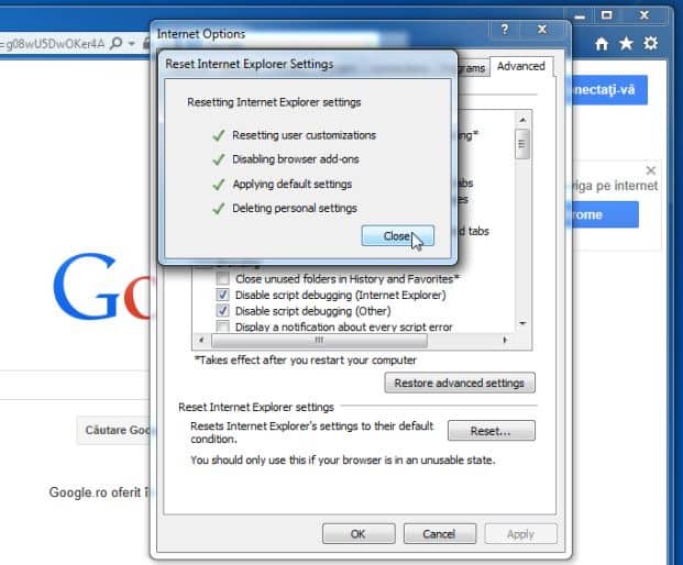 Sau khi kết thúc quá trình, click chọn nút Close