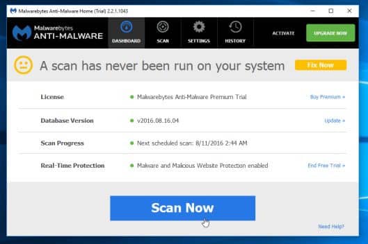 Để bắt đầu quá trình quét, bạn click chọn nút Scan Now.
