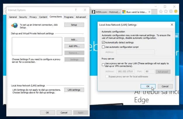 Bỏ tích mục Use a proxy server for your LAN rồi click chọn OK để lưu lại thay đổi