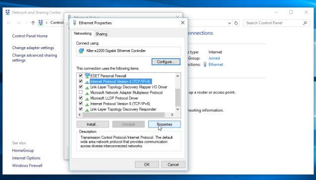 Click Internet Protocol Version 4