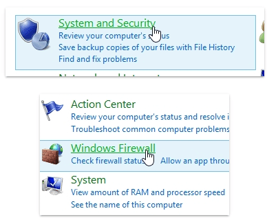 click chọn System and Security, sau đó click chọn Windows Firewall