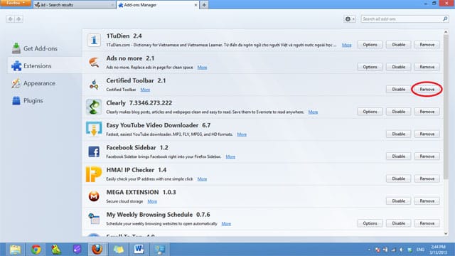 Cách gỡ bỏ Certified Toolbar, Ilivid Searchnu... khỏi trình duyệt