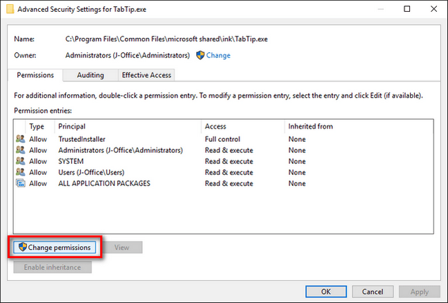 chọn Change Permissions